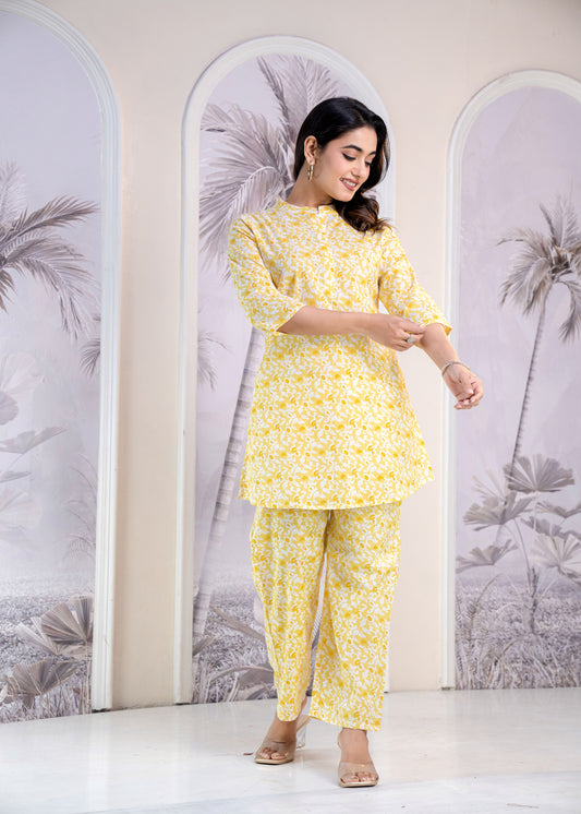 Long Collar Printed Co-Ord