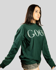 Good vibes full sleeve oversize tshirt(Green)