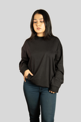 Plain full sleeve oversize tshirts(Black)