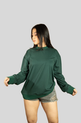 Plain full sleeve oversize tshirts(Dark green)