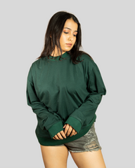 Plain full sleeve oversize tshirts(Dark green)