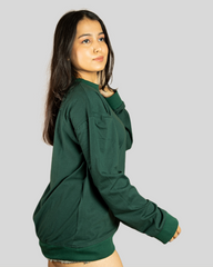 Plain full sleeve oversize tshirts(Dark green)
