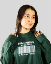 Kindness full sleeve oversize tshirt(Green)