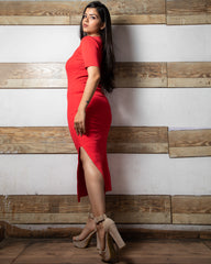 Ribbed side slit dress