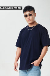 Solid 100%cotton Navy Blue T-shirt