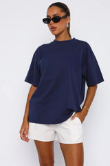 Basic Navy Blue Oversize T-shirt for women