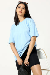 Basic Sky blue Oversize T-shirt for women