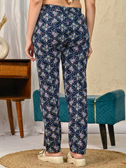 Navy Printed Lower for women