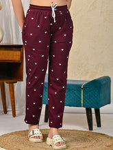 Heart Maroon Cotton Lower for Women
