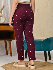 Heart Maroon Cotton Lower for Women