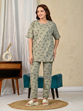 Green Printed Night suit set with Pajama