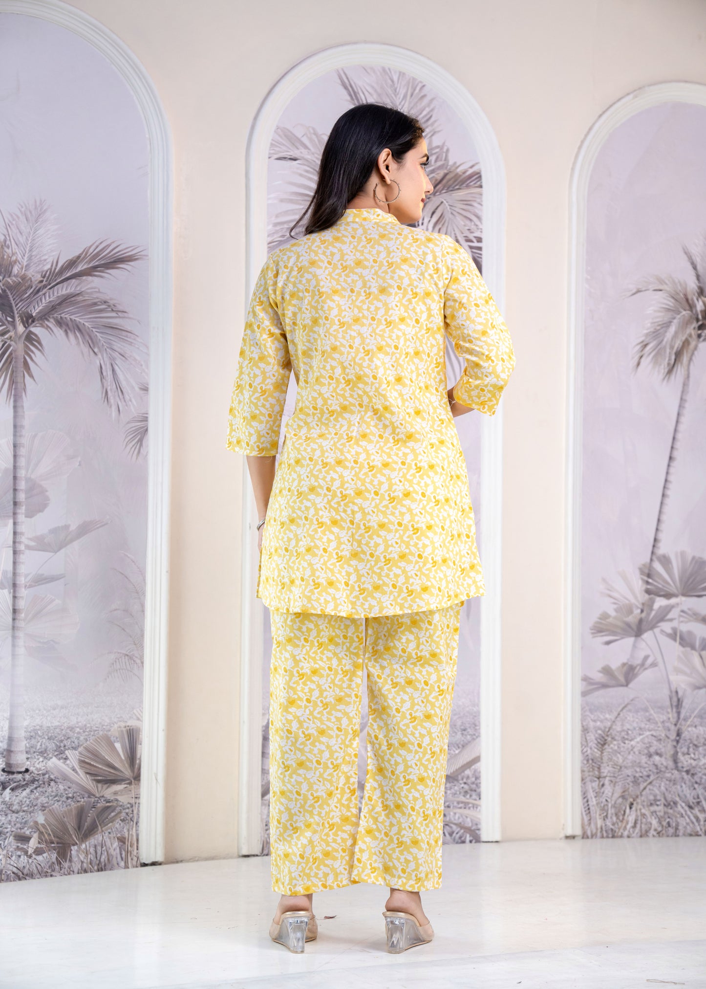 Long Collar Printed Co-Ord