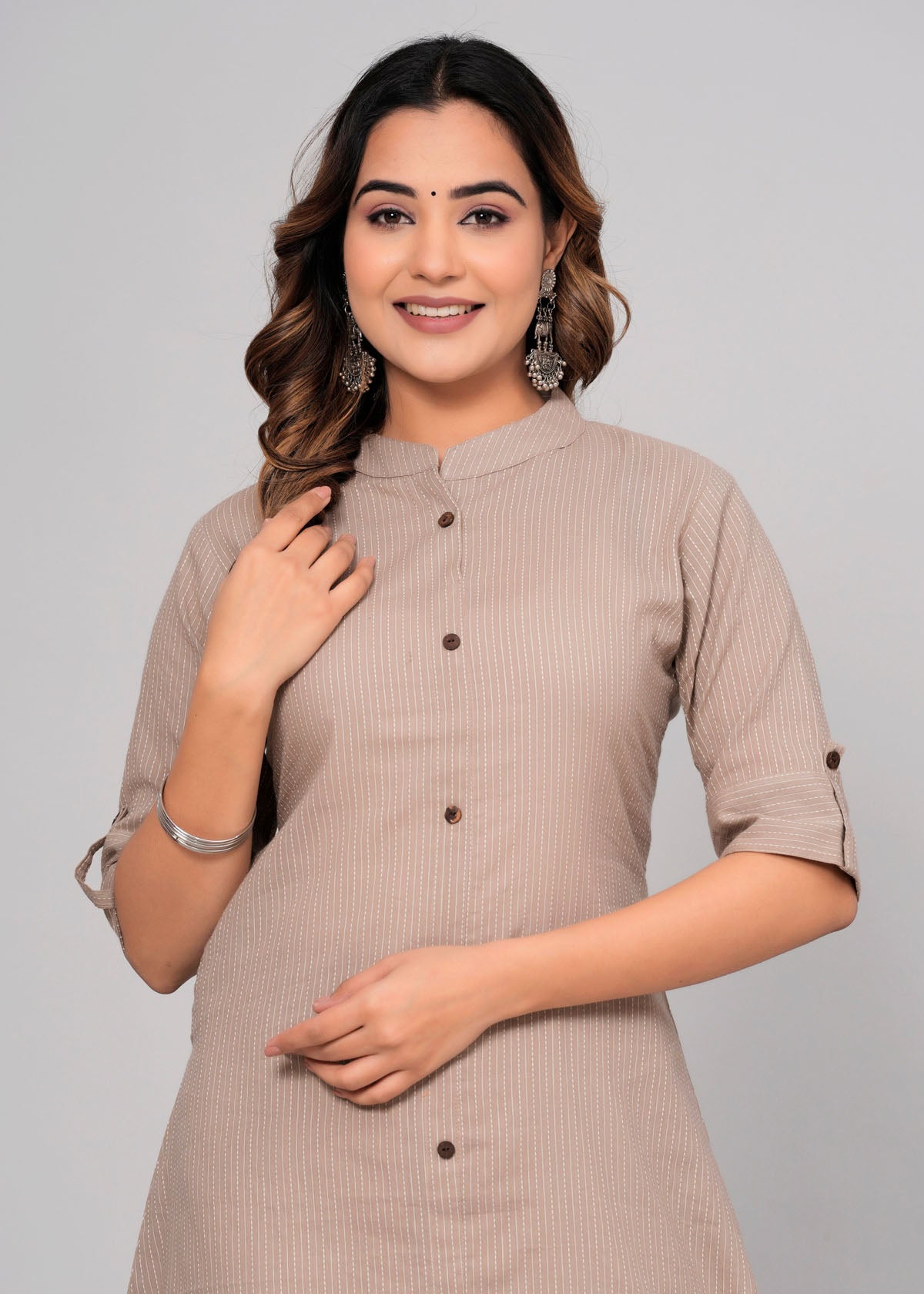 Striped Embroidered Pure Cotton Kurta With Palazzos