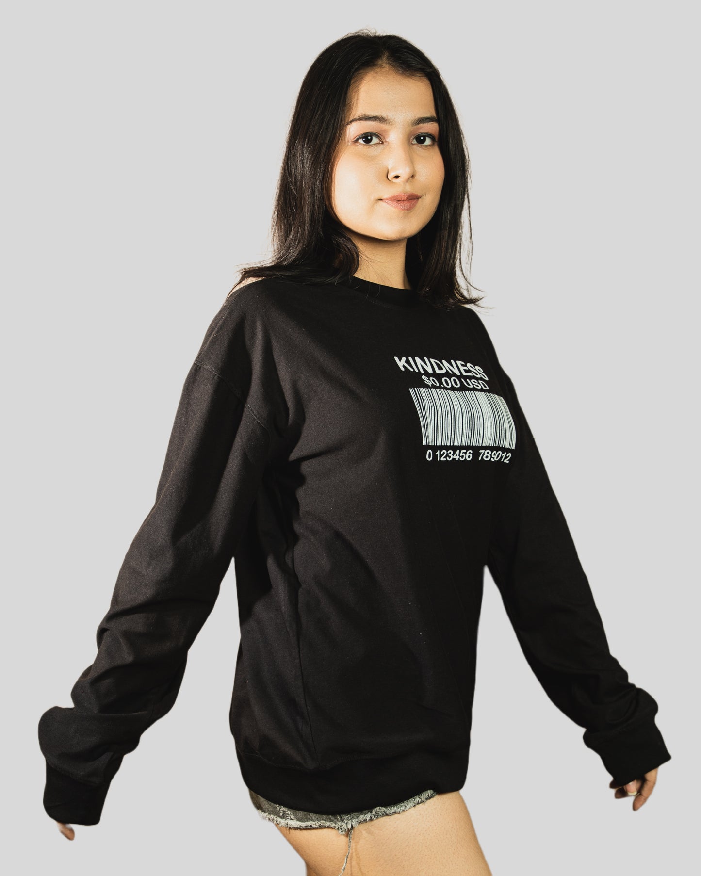Kindness full sleeve oversize tshirt(Black)
