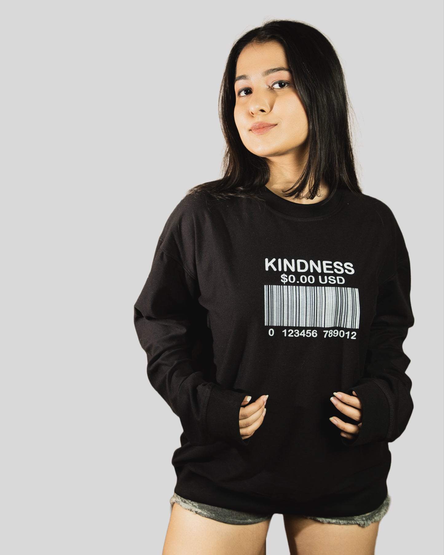 Kindness full sleeve oversize tshirt(Black)