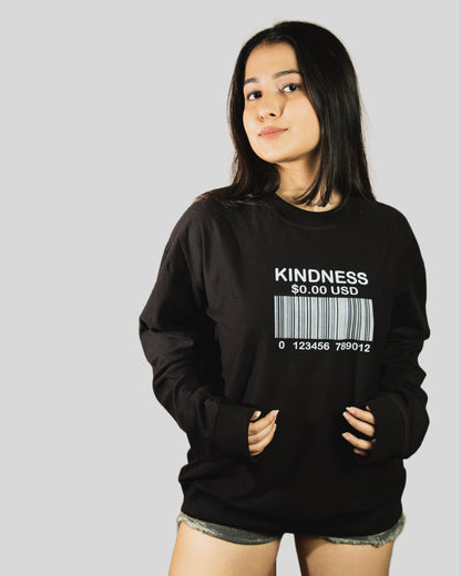 Kindness full sleeve oversize tshirt(Black)