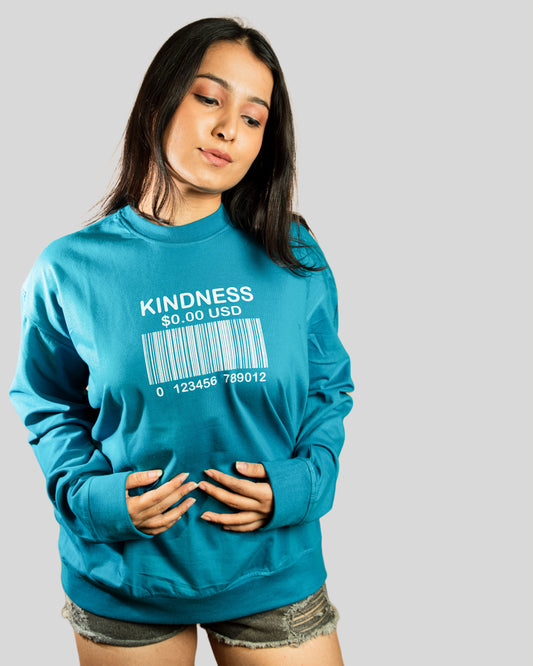 Kindness full sleeve oversize tshirt(Sky Blue)