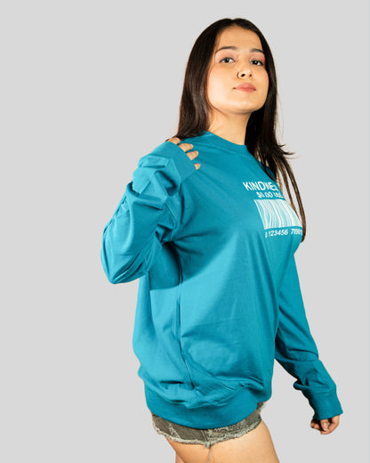 Kindness full sleeve oversize tshirt(Sky Blue)