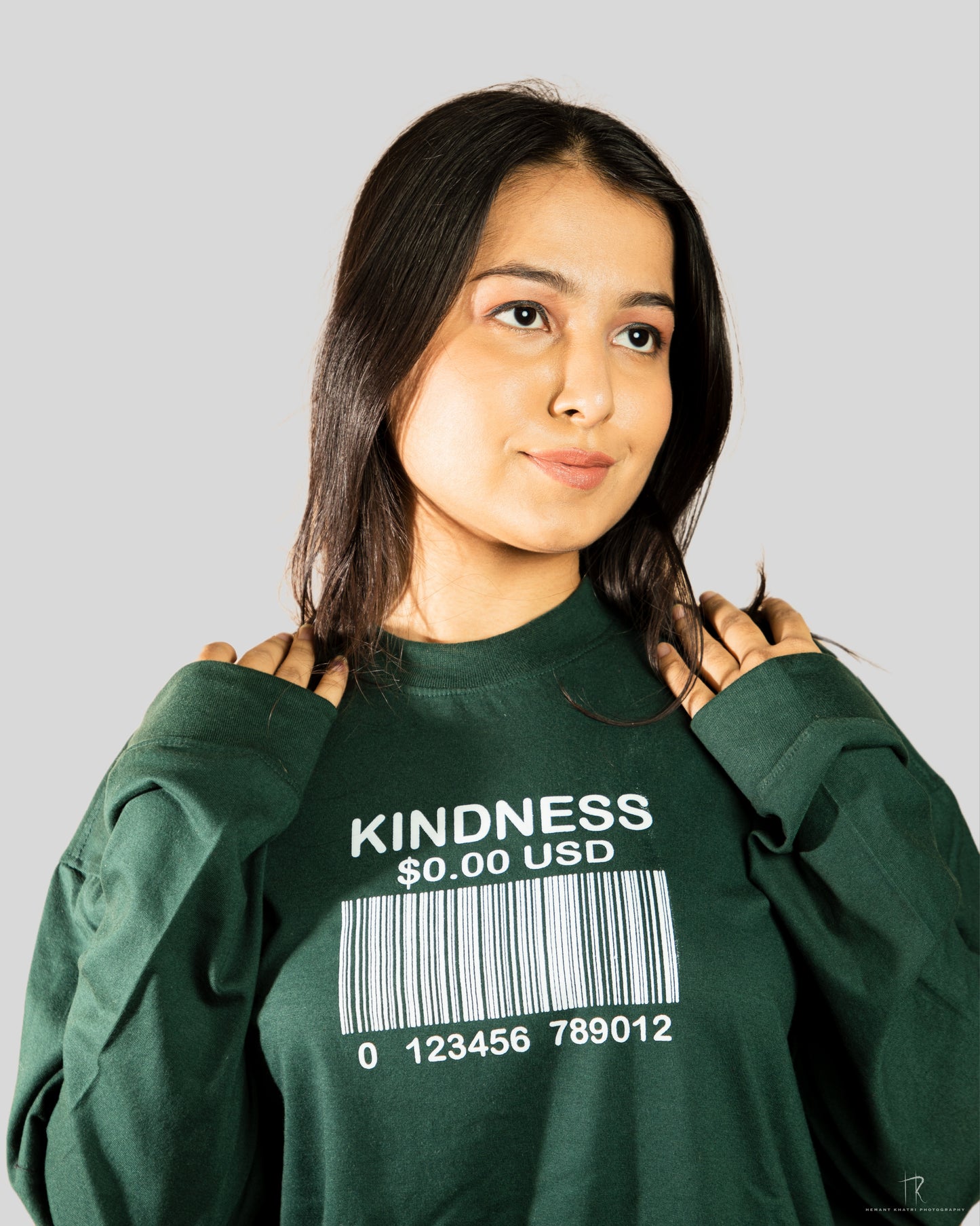 Kindness full sleeve oversize tshirt(Green)