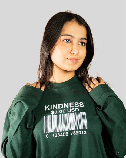Kindness full sleeve oversize tshirt(Green)