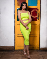 Neon green skirt & top