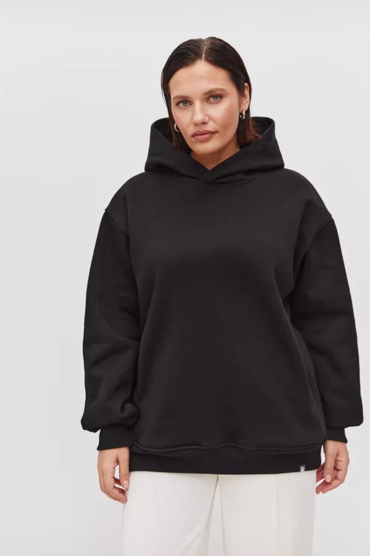 Black Solid Oversize Hoodie