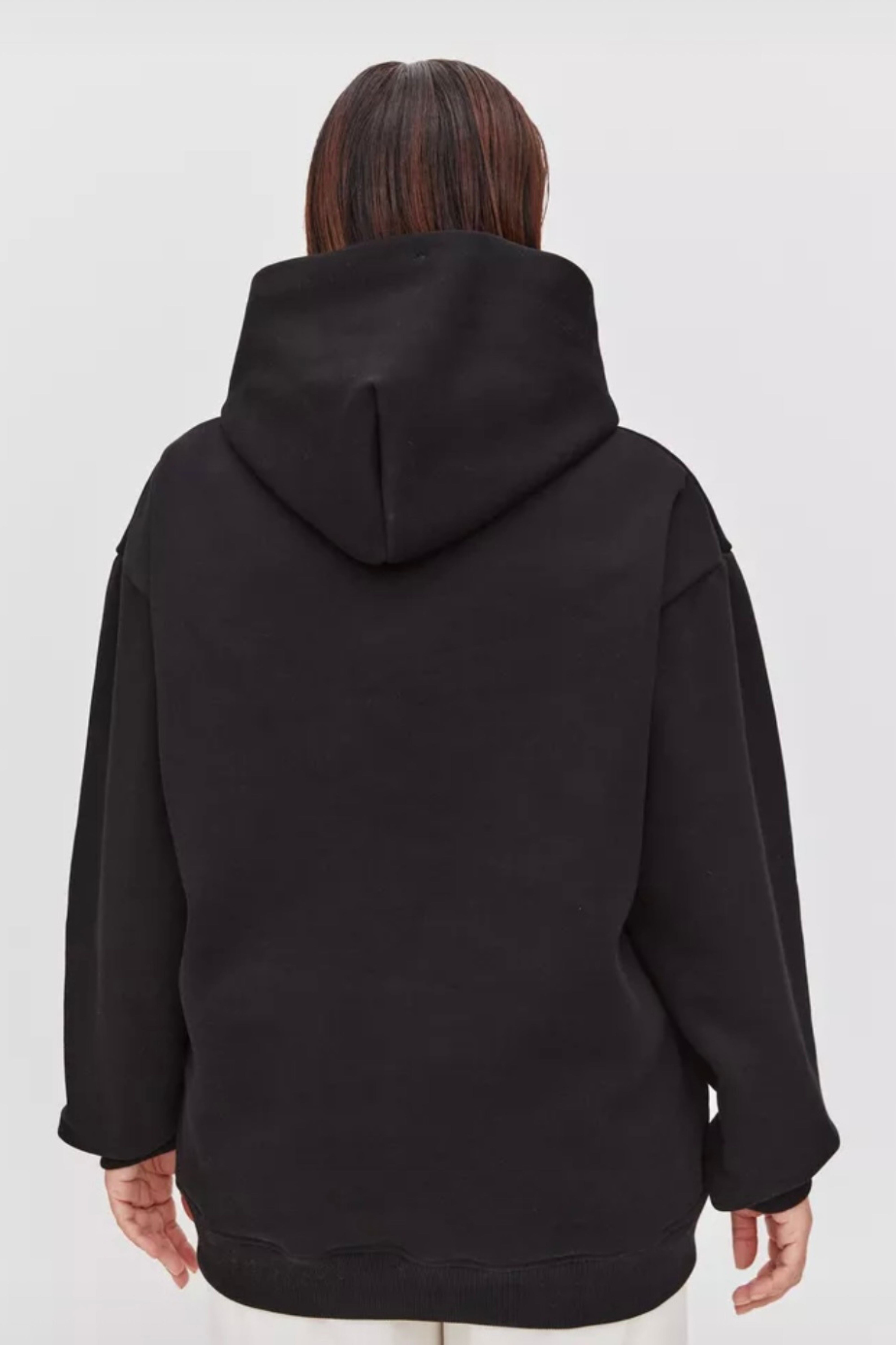 Black Solid Oversize Hoodie