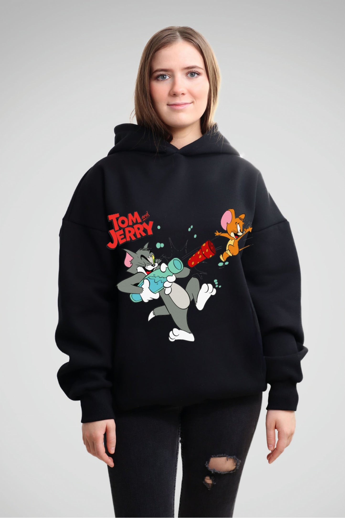 Tom and Jerry Printed Hoodie
