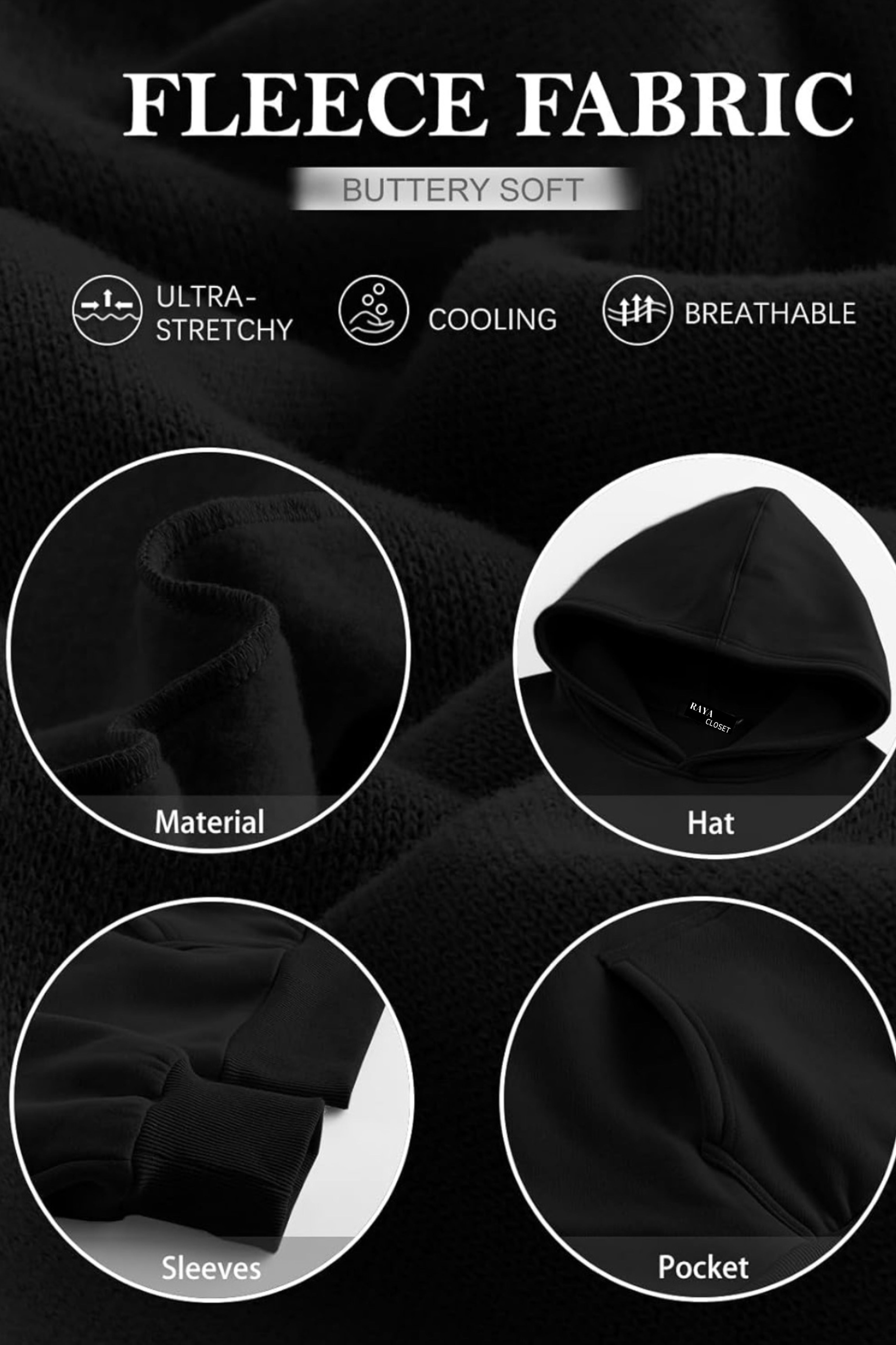 Black Solid Oversize Hoodie