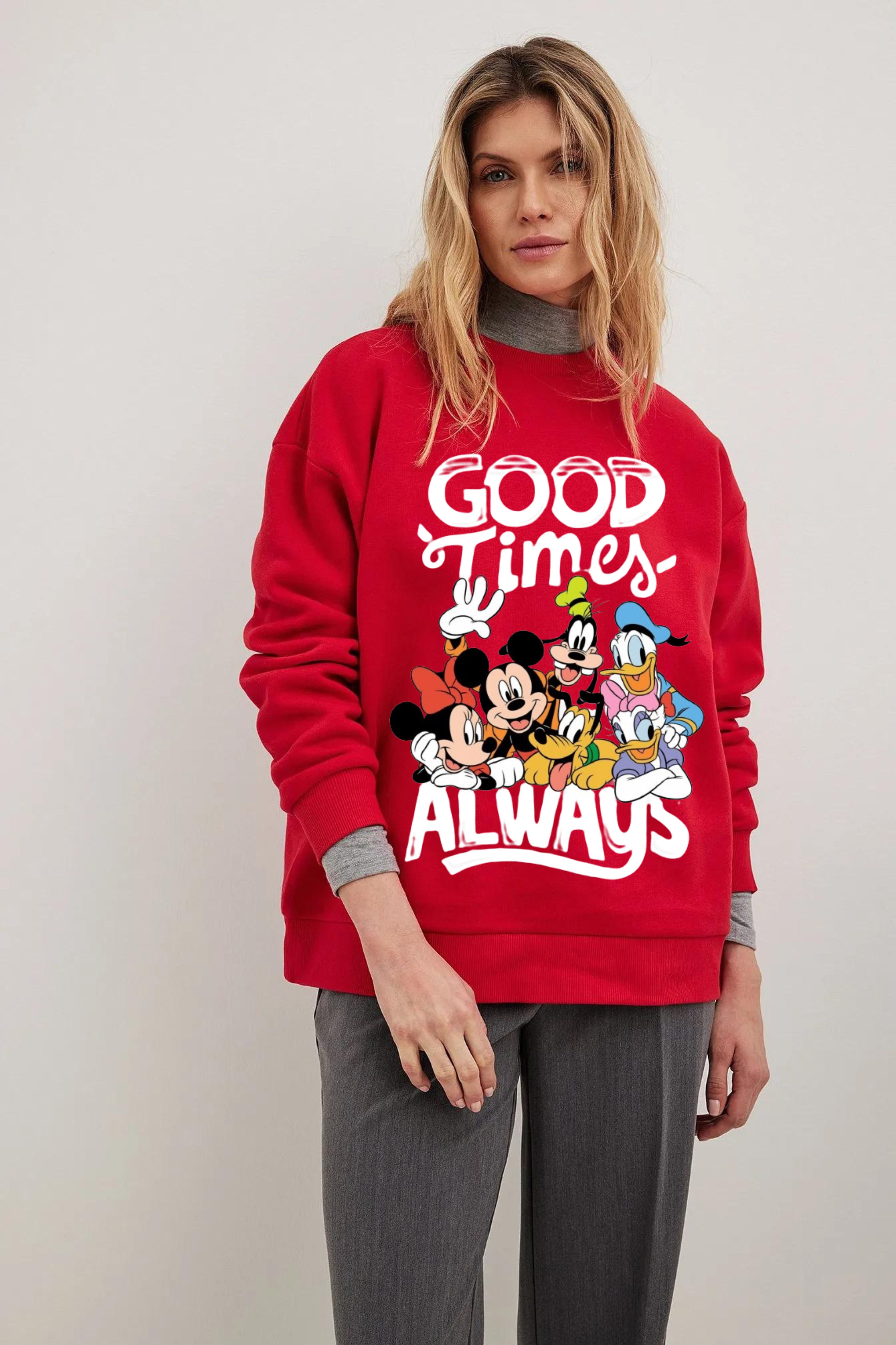 Good times always printed oversize sweatshirt