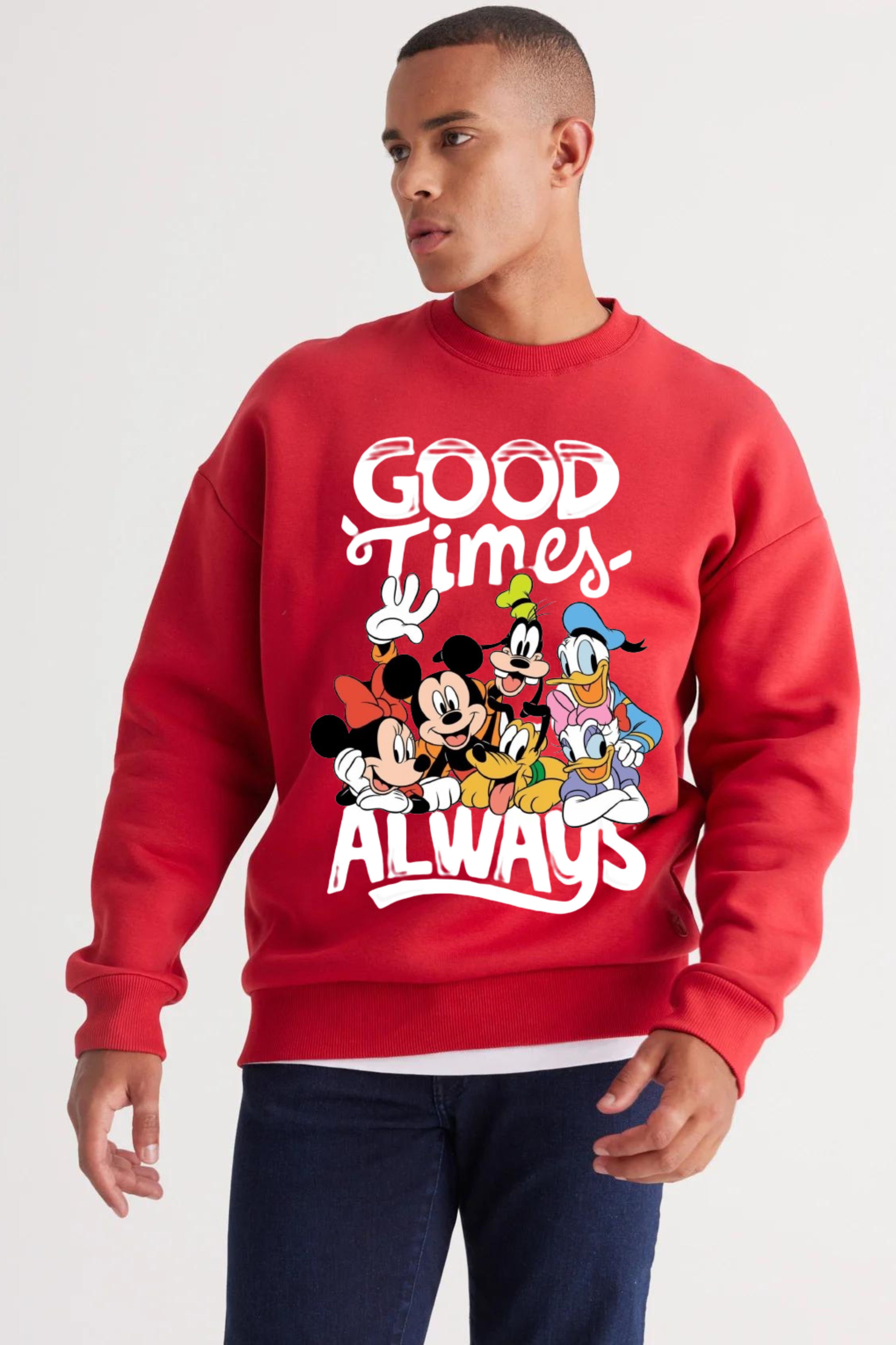 Good times always printed oversize sweatshirt
