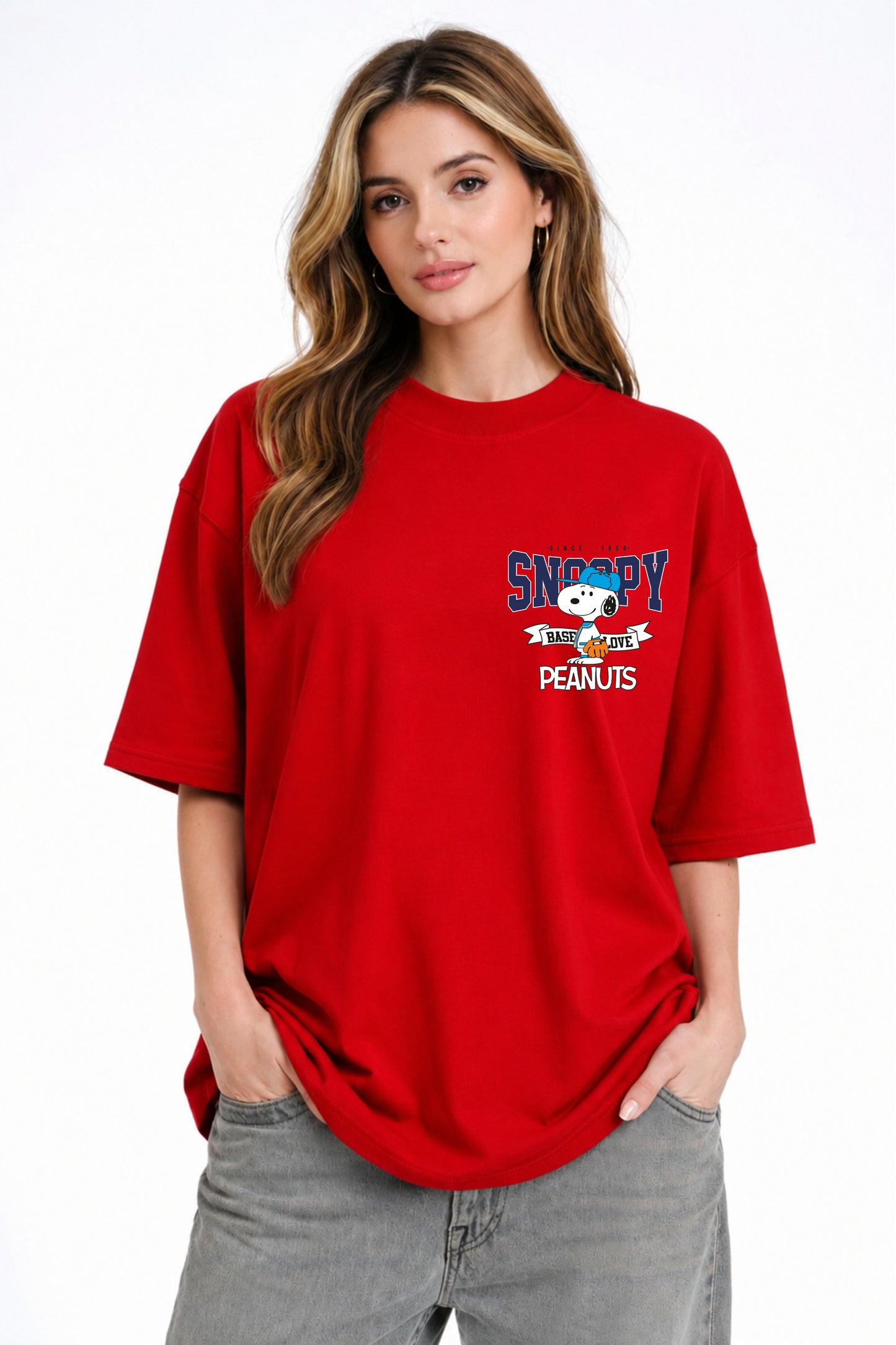 SNOOPY PRINTED OVERSIZE T-SHIRT