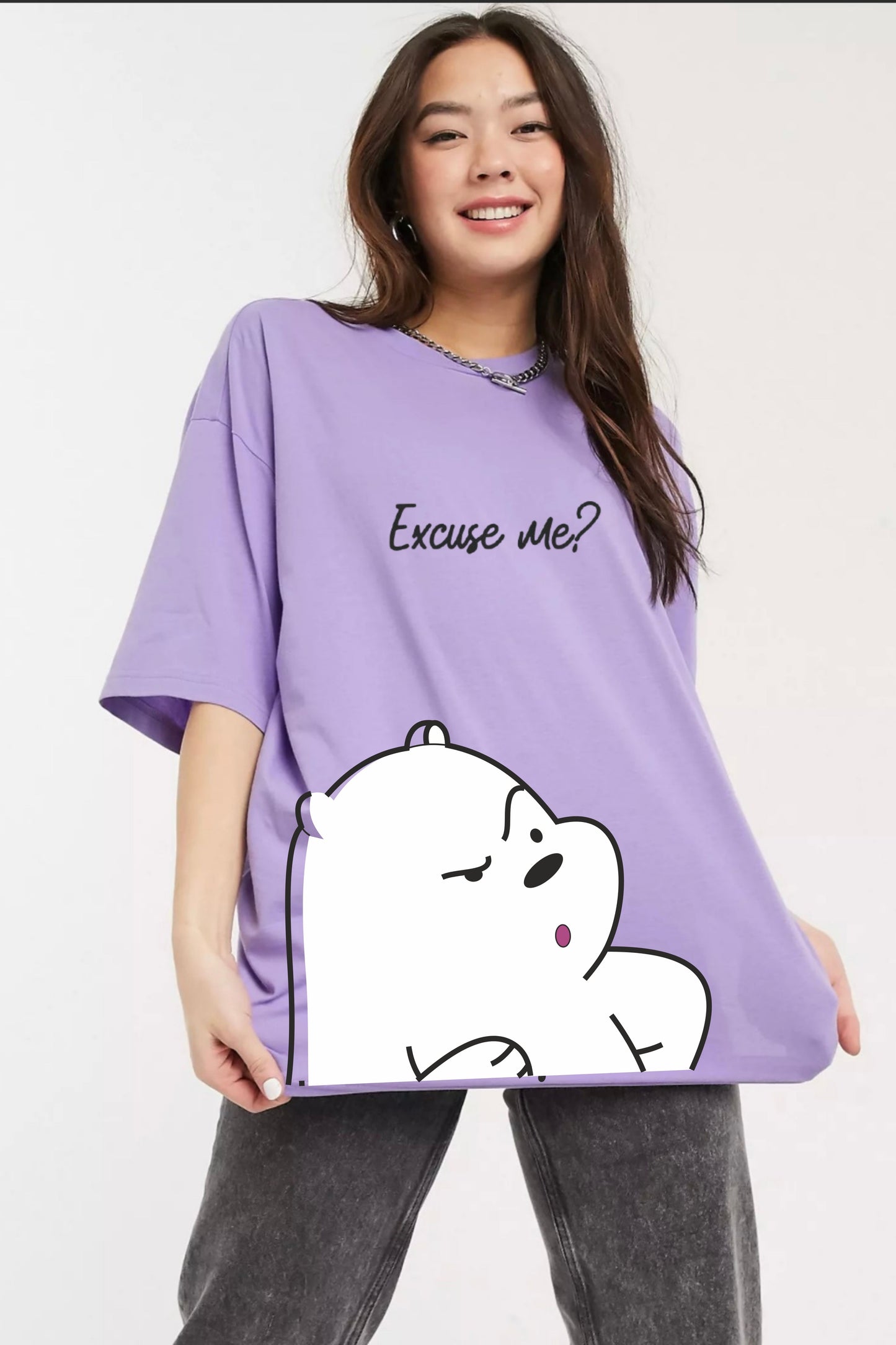 White Panda Oversize T-shirt for women