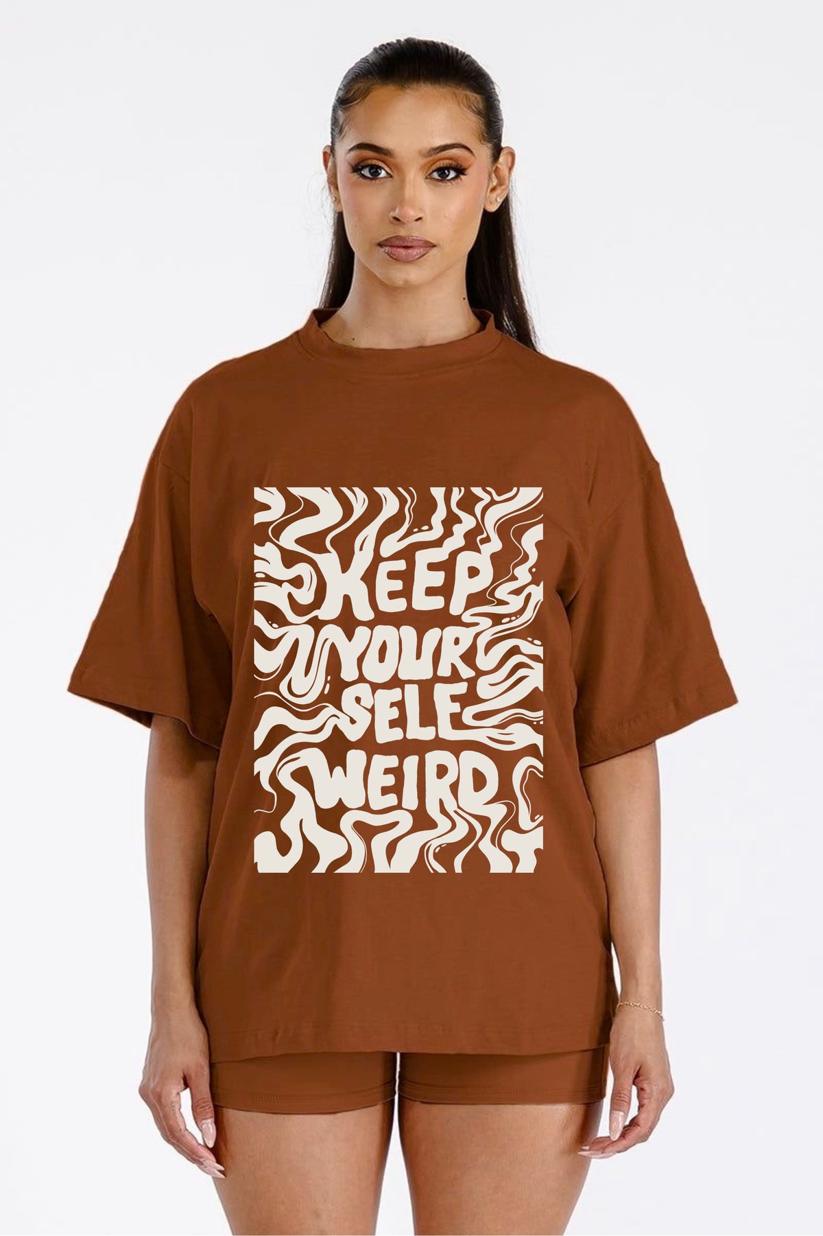 Always Weirdo Brown OVERSIZE T-SHRT
