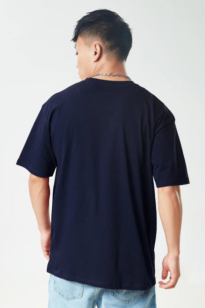 Solid 100%cotton Navy Blue T-shirt