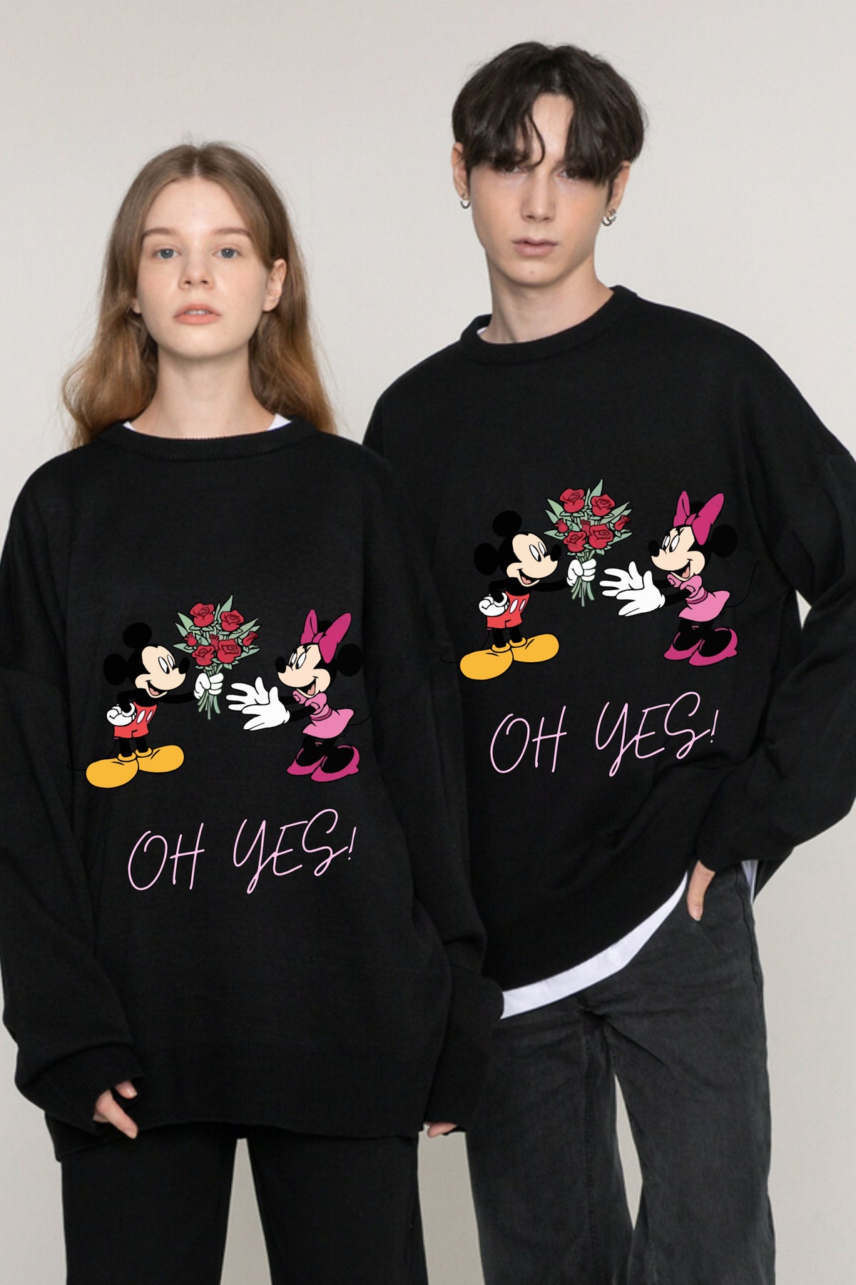 Black OH YES COUPLE  Sweatshirt