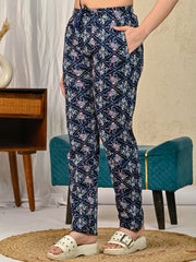 Navy Printed Lower for women