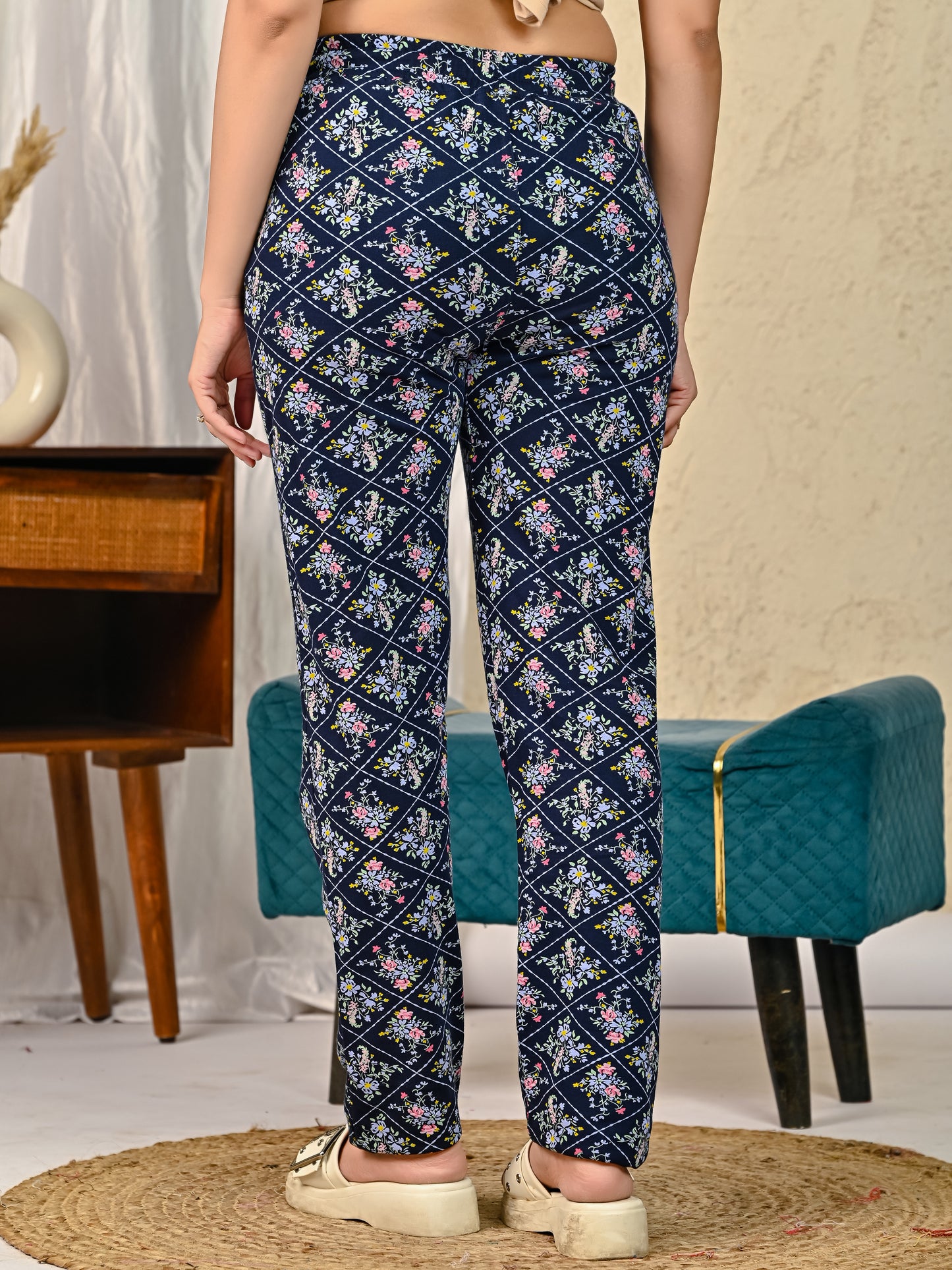 Navy Printed Lower for women