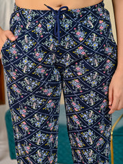Navy Printed Lower for women