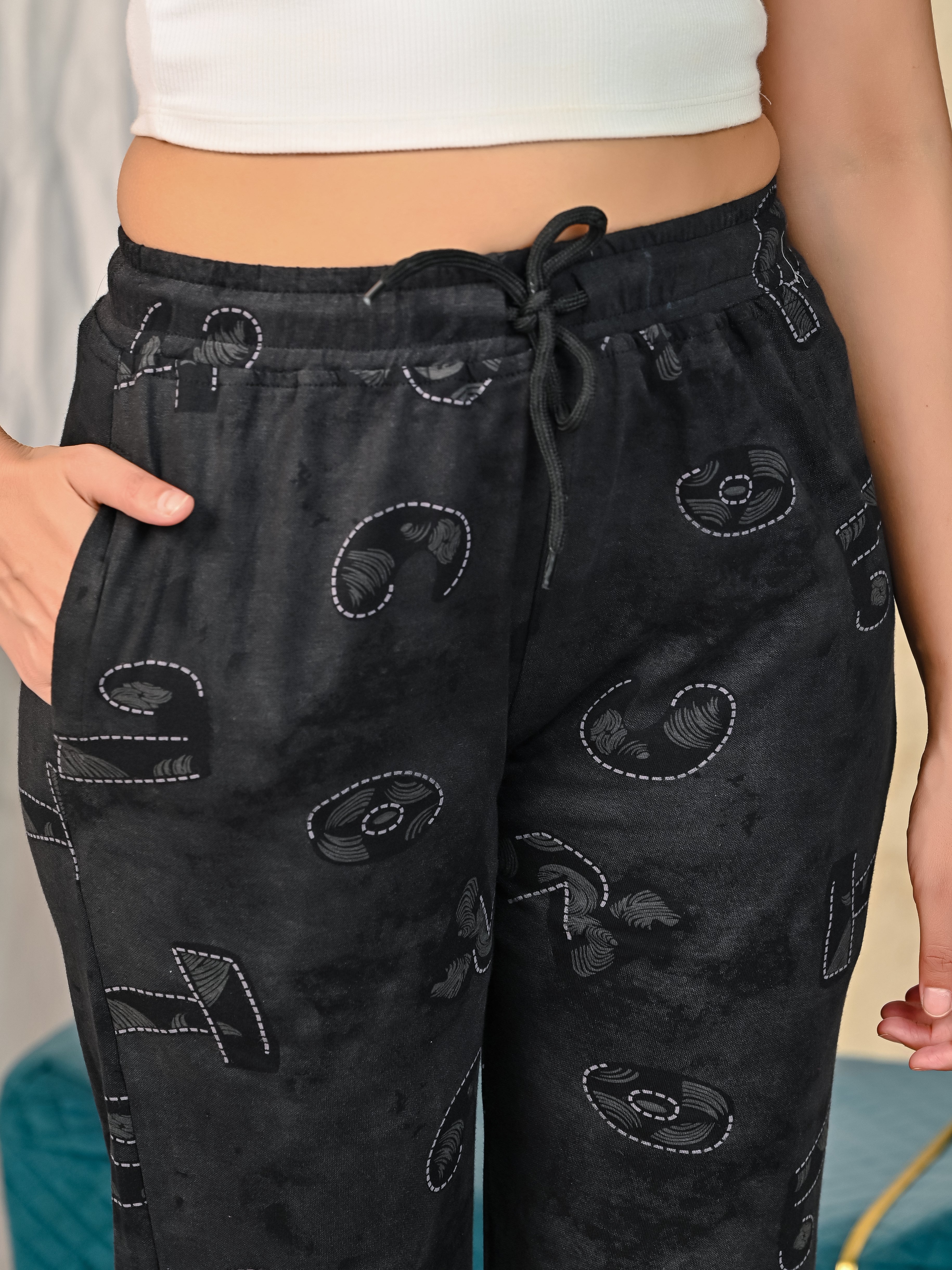 Grey Printed Pajamas for women