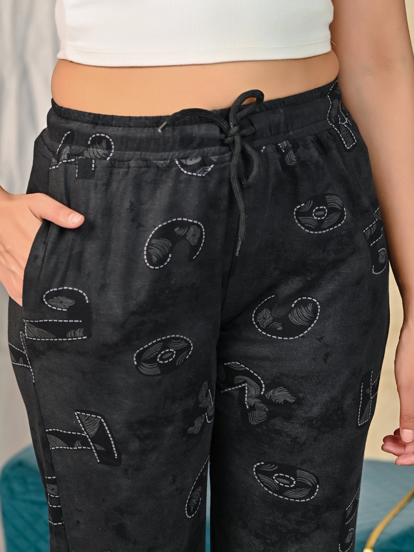 Grey Printed Pajamas for women