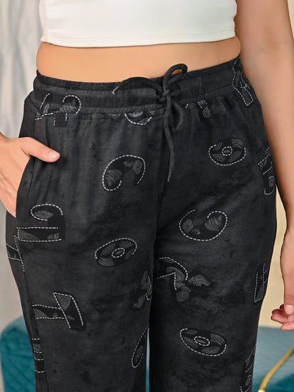 Grey Printed Pajamas for women