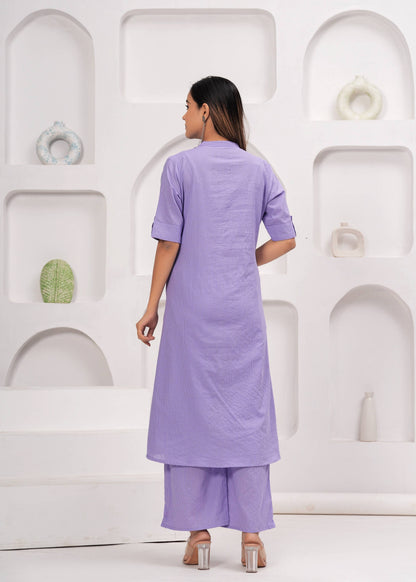 Striped Embroidered Pure Cotton Kurta With Palazzos