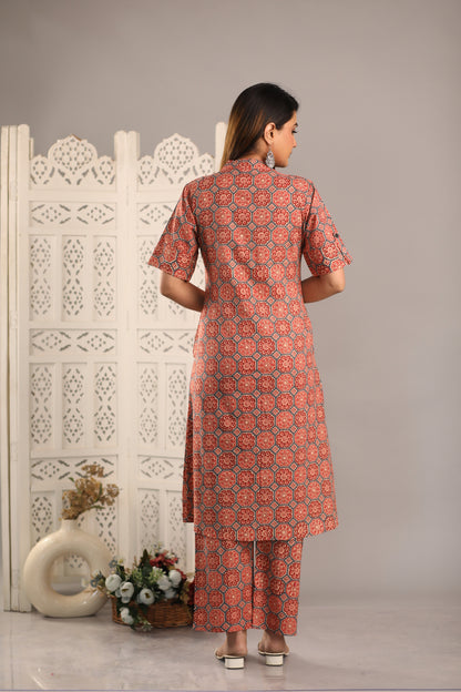 Regular Kantha Work Pure Cotton Kurta with Trousers