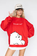 White Panda Oversized Hoodie Women