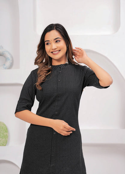 Striped Embroidered Pure Cotton Kurta With Palazzos
